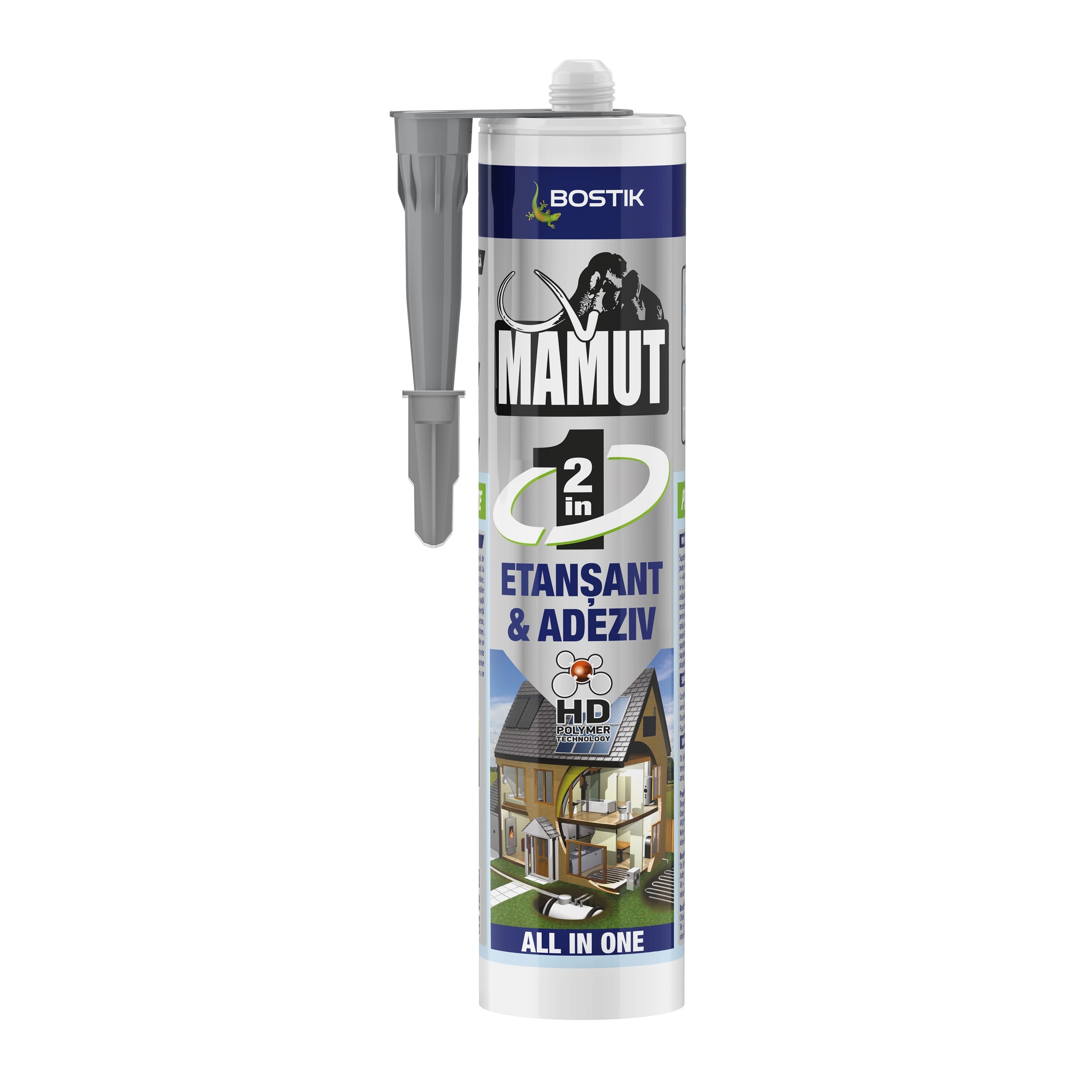 Etansant si Adeziv universal MAMUT Den Braven Bostik, gri, 290ml