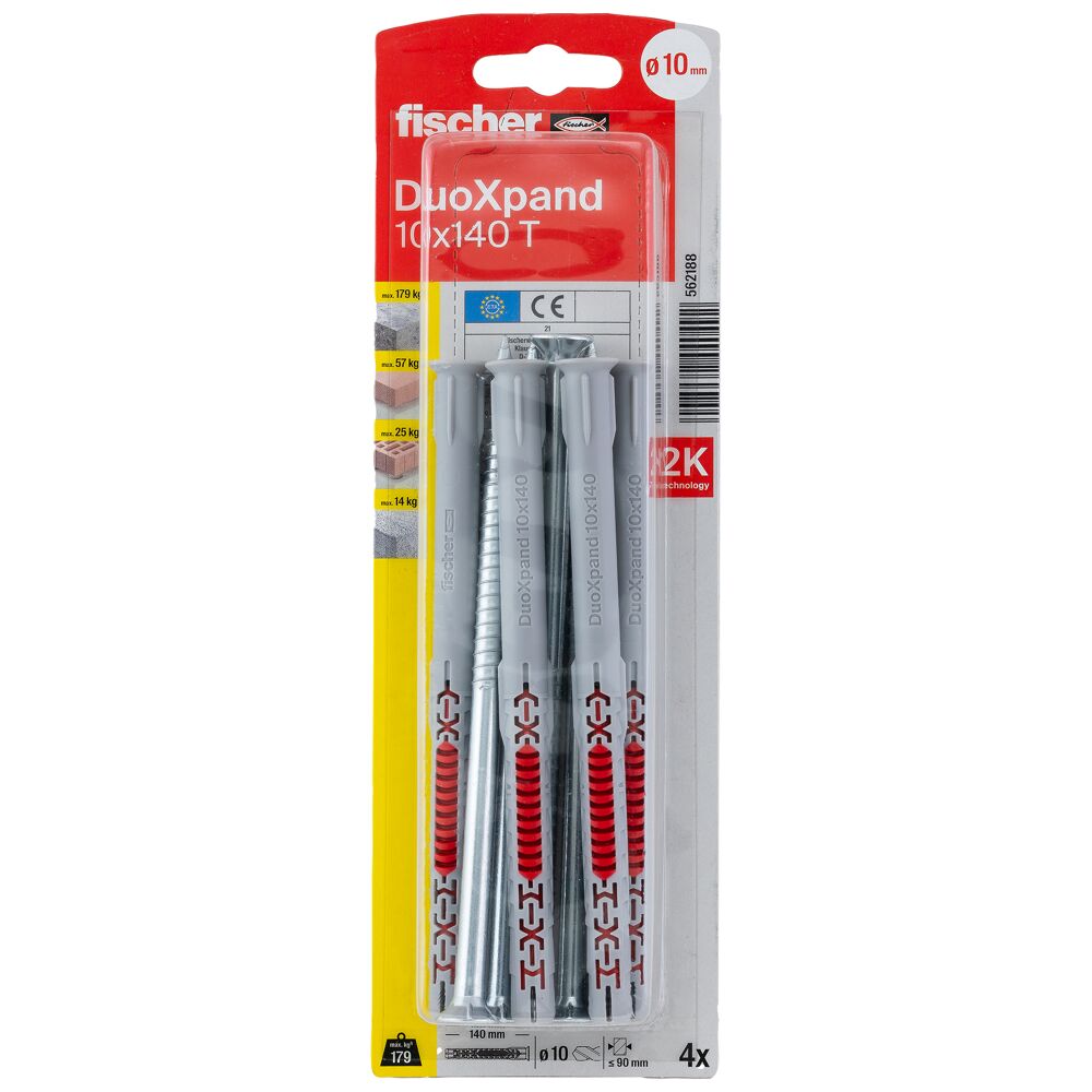 Diblu FISCHER Duoxpand, 10 x 140 mm, 4 buc, otel, argintiu