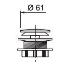 Ventil cada WIRQUIN Pro, push-open, plastic, 61 mm, alb-crom
