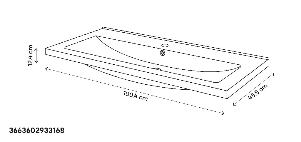 Lavoar baie GOODHOME Nira, ceramica, 100.4 x 45.5 cm, negru mat