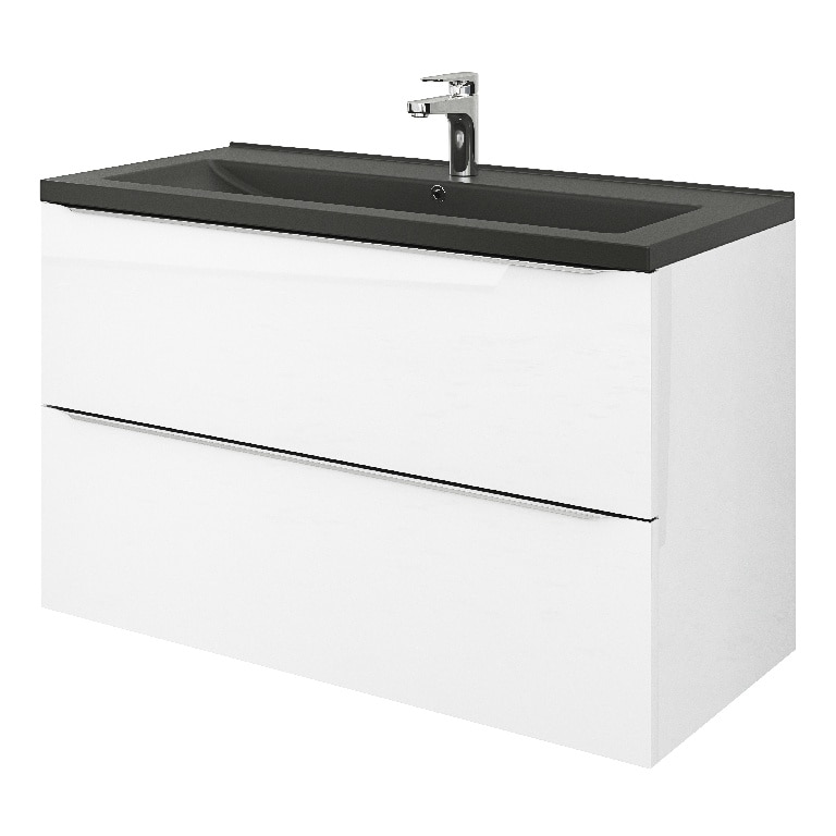 Lavoar baie GOODHOME Nira, ceramica, 100.4 x 45.5 cm, negru mat