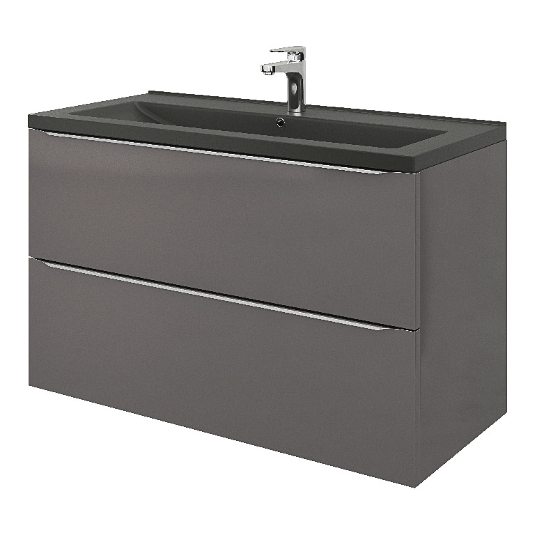 Lavoar baie GOODHOME Nira, ceramica, 100.4 x 45.5 cm, negru mat