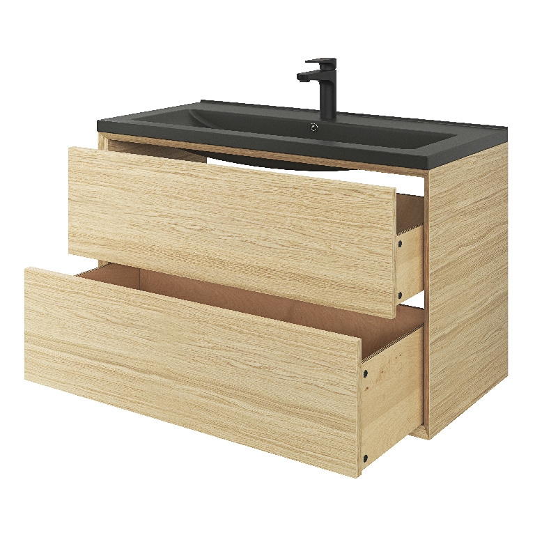 Lavoar baie GOODHOME Nira, ceramica, 100.4 x 45.5 cm, negru mat