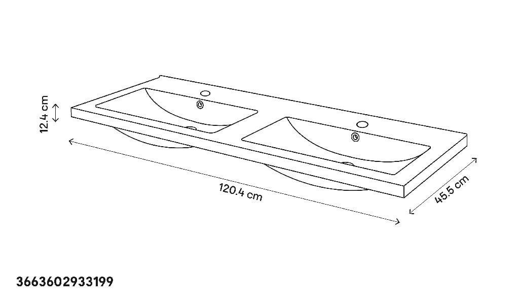 Lavoar baie GOODHOME Nira, ceramica, 121.5 x 46 cm, negru mat