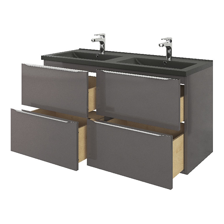 Lavoar baie GOODHOME Nira, ceramica, 121.5 x 46 cm, negru mat