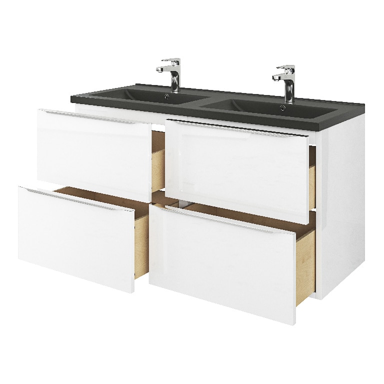 Lavoar baie GOODHOME Nira, ceramica, 121.5 x 46 cm, negru mat