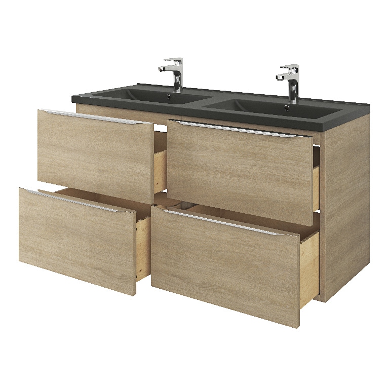 Lavoar baie GOODHOME Nira, ceramica, 121.5 x 46 cm, negru mat