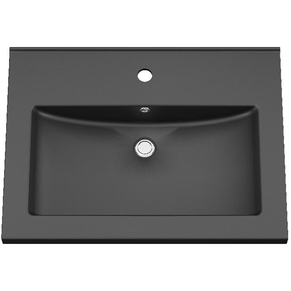 Lavoar pe blat GOODHOME Nira, ceramica, 60.4 x 45.4 cm, negru mat