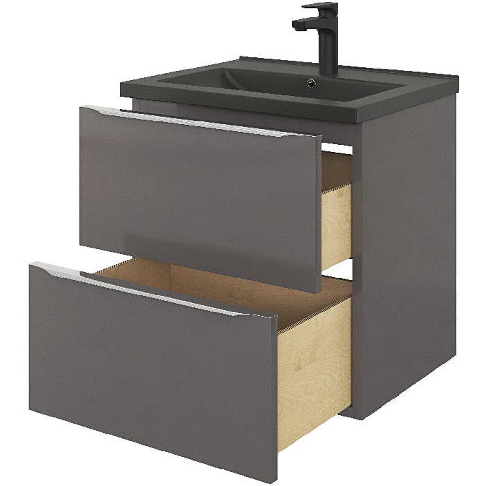 Lavoar pe blat GOODHOME Nira, ceramica, 60.4 x 45.4 cm, negru mat