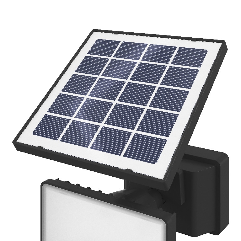 Proiector LED solar cu senzor GOODHOME, 800lm, 5000K, IP65, plastic, negru, lumina alb rece