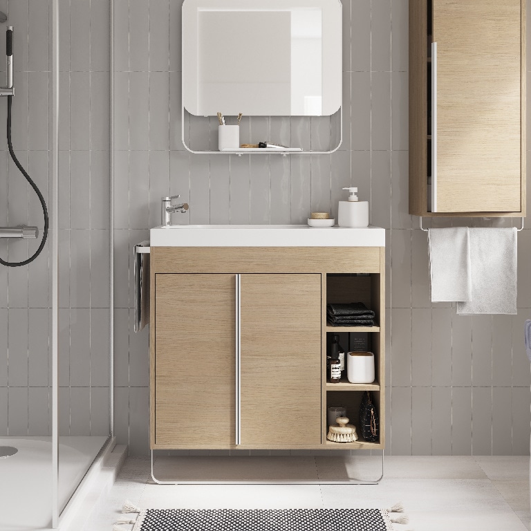 Baza pentru lavoar, suspendata, Natur, 85 x 82 cm  GoodHome MAZA