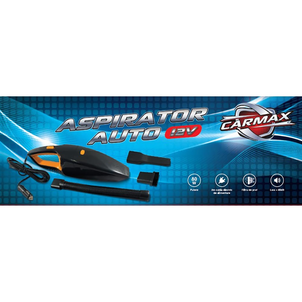 Aspirator auto CARMAX 49574, 80W, 12V, negru