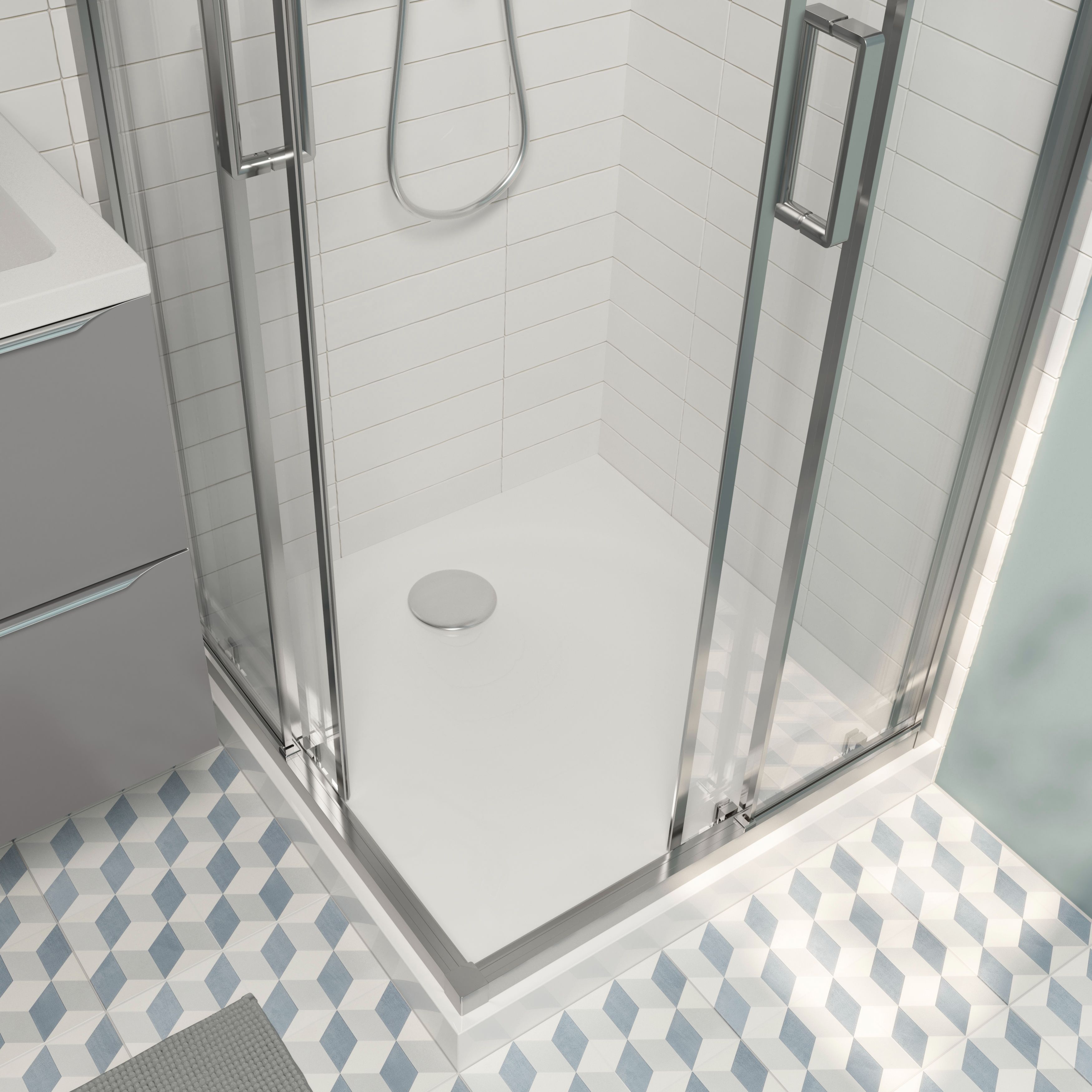 Cadita dus GoodHome Cavally, patrata, compozit, 70 x 70 x 3 cm, alb