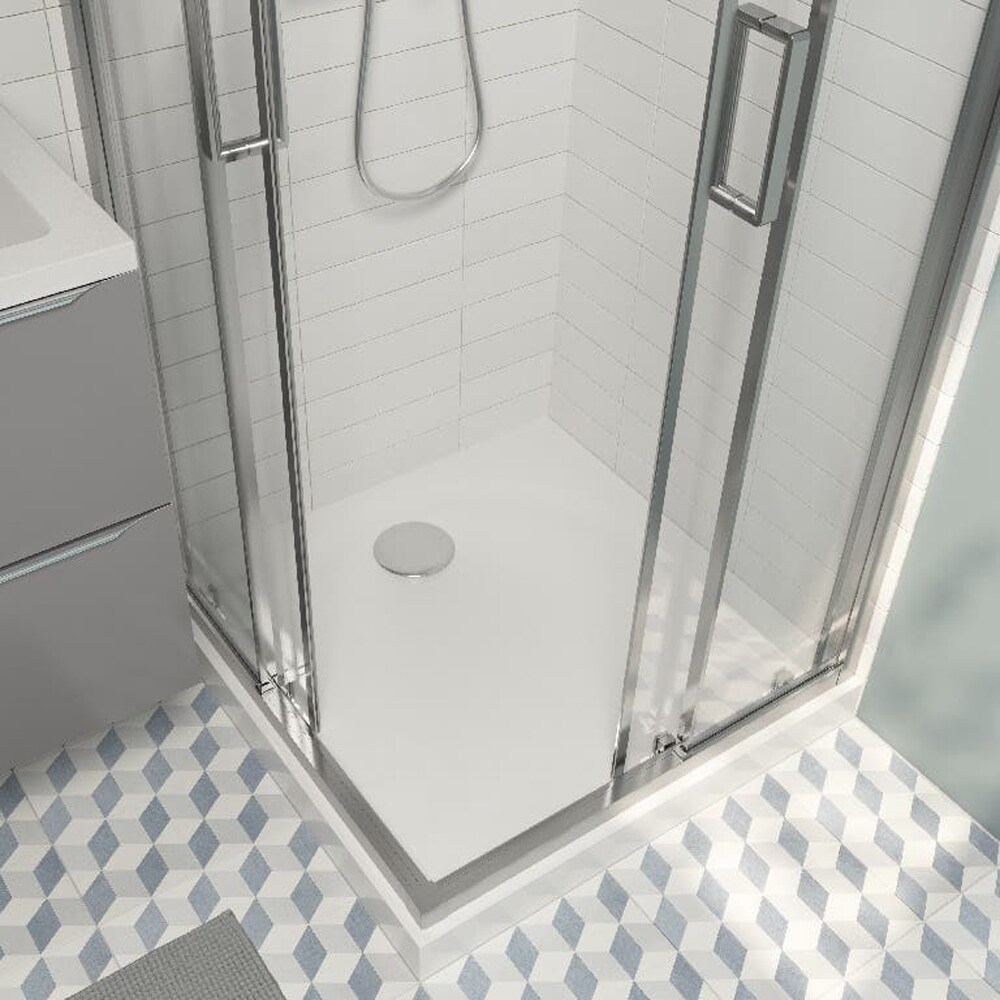 Cadita dus GOODHOME Cavally, patrata, compozit pe baza de rasina, 90 x 90 x 3 cm, alb