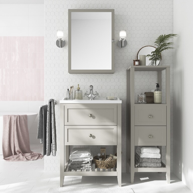 Dulap baie cu oglinda GoodHome Perma, 70 x 50 cm, gri