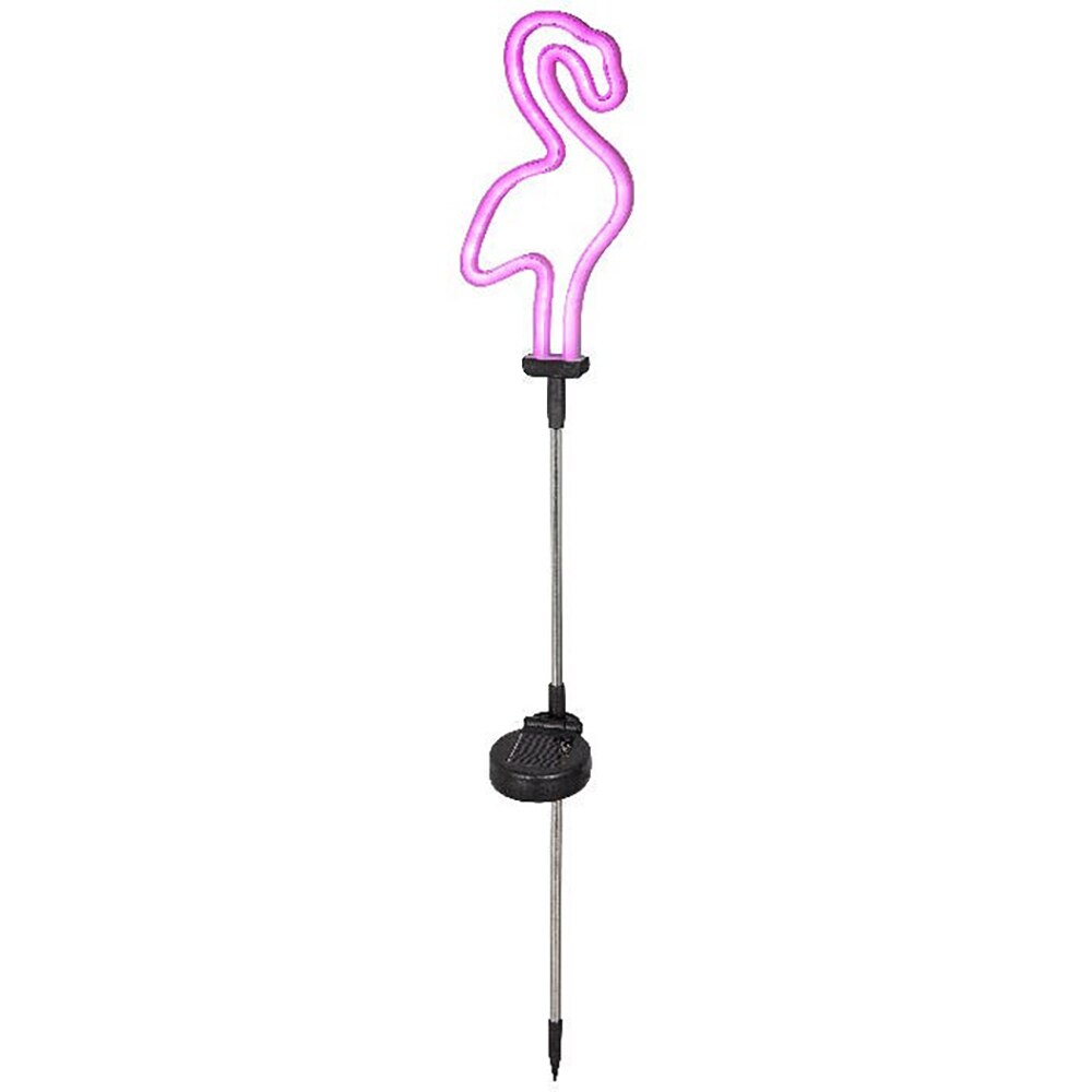 Lampa solara LED, flamingo, roz neon