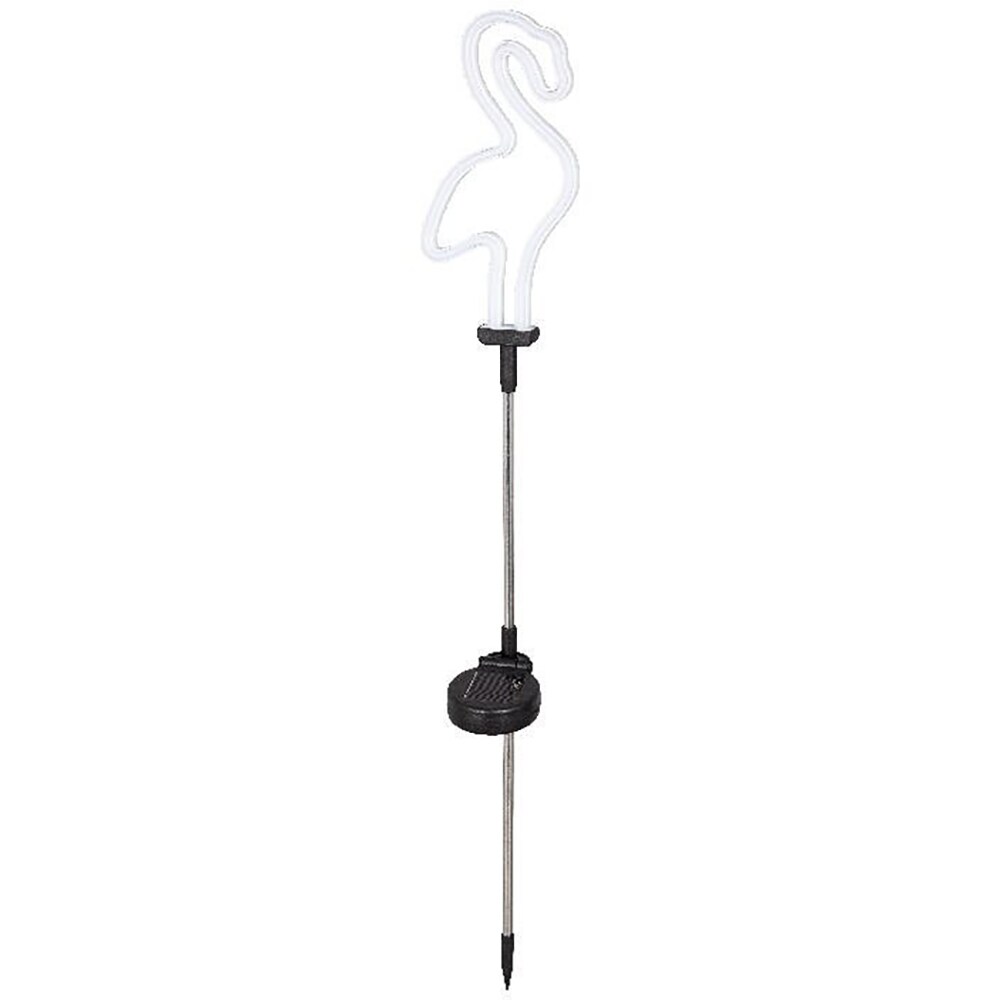 Lampa solara LED, flamingo, roz neon