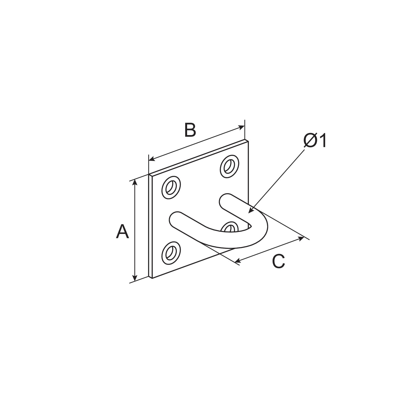 Placa cu ochi Suki, 50x50x34 mm, argintiu