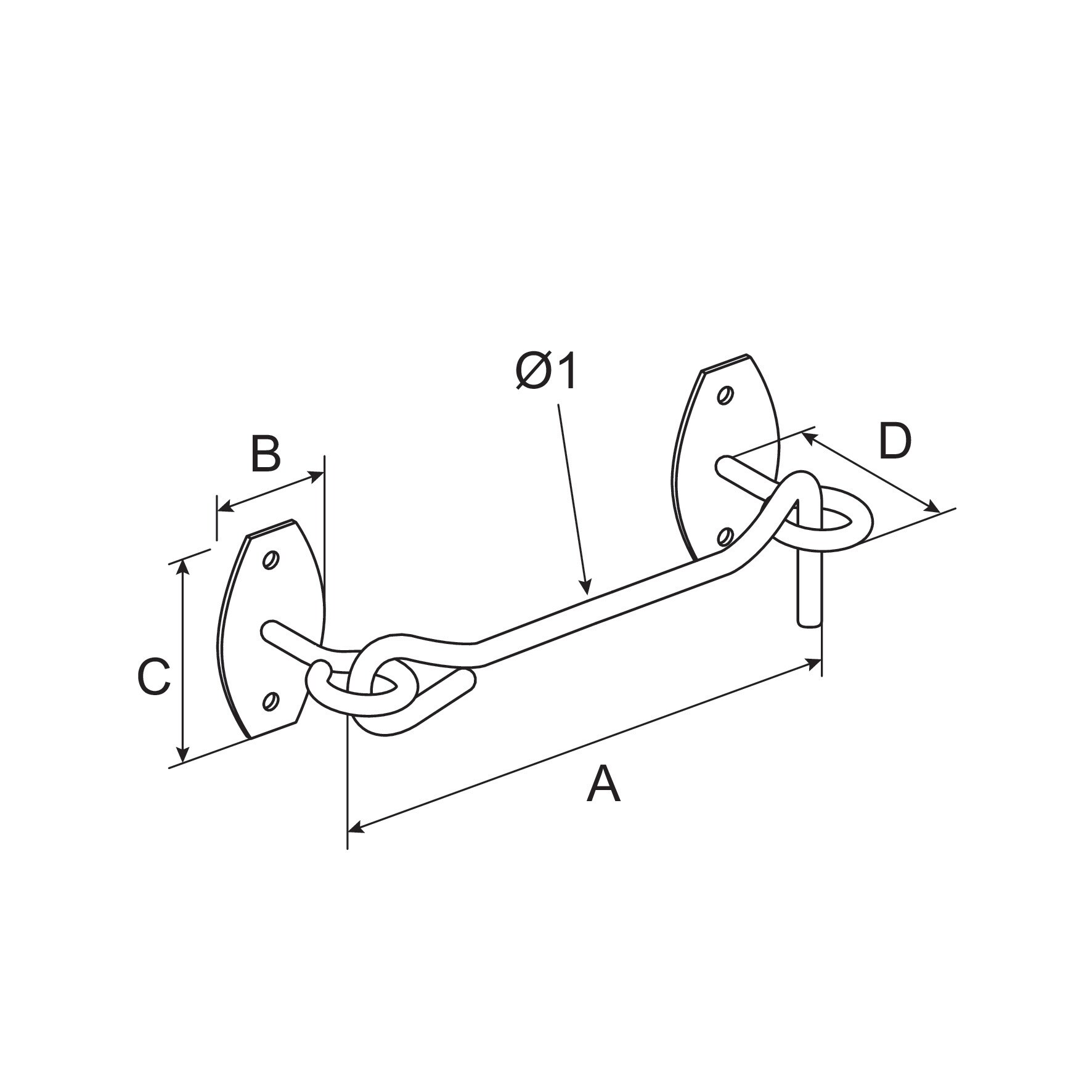 Incuietoare cu carlig Suki, 125x5.5 mm, argintiu
