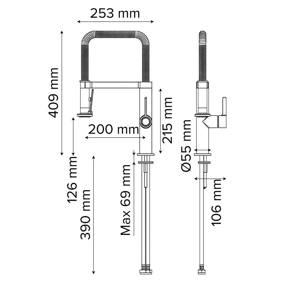 Baterie bucatarie GOODHOME Kamut, alama, argintiu