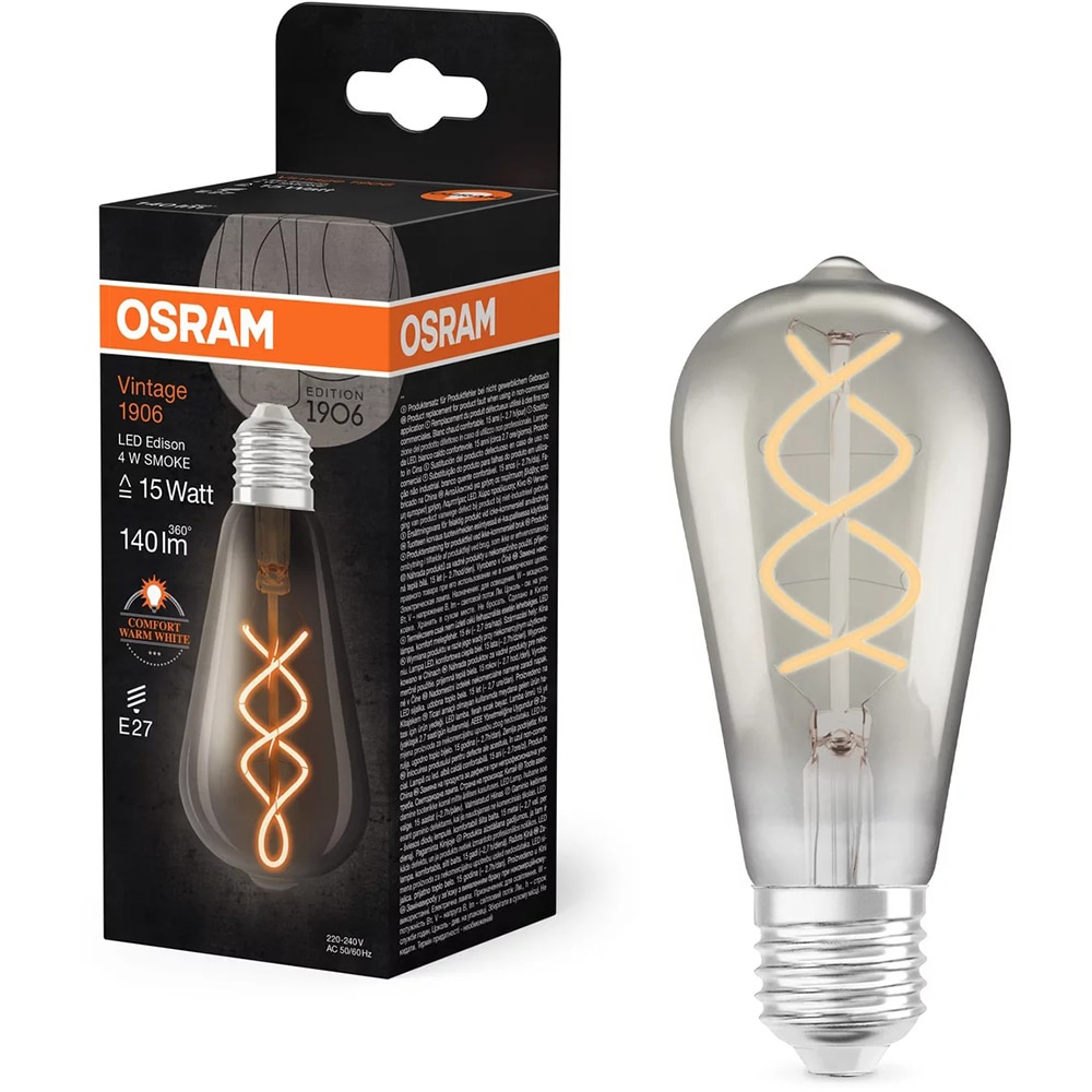 Bec Vintage LEDVANCE Edison, E27, 4W, 140lm, lumina calda