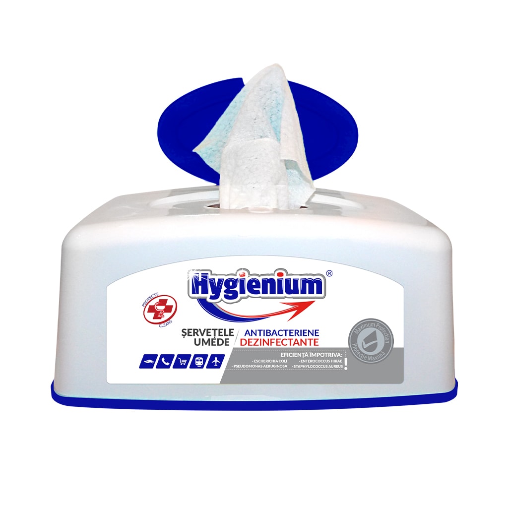 Servetele umede dezinfectante HYGIENIUM, cutie plastic, 100 bucati