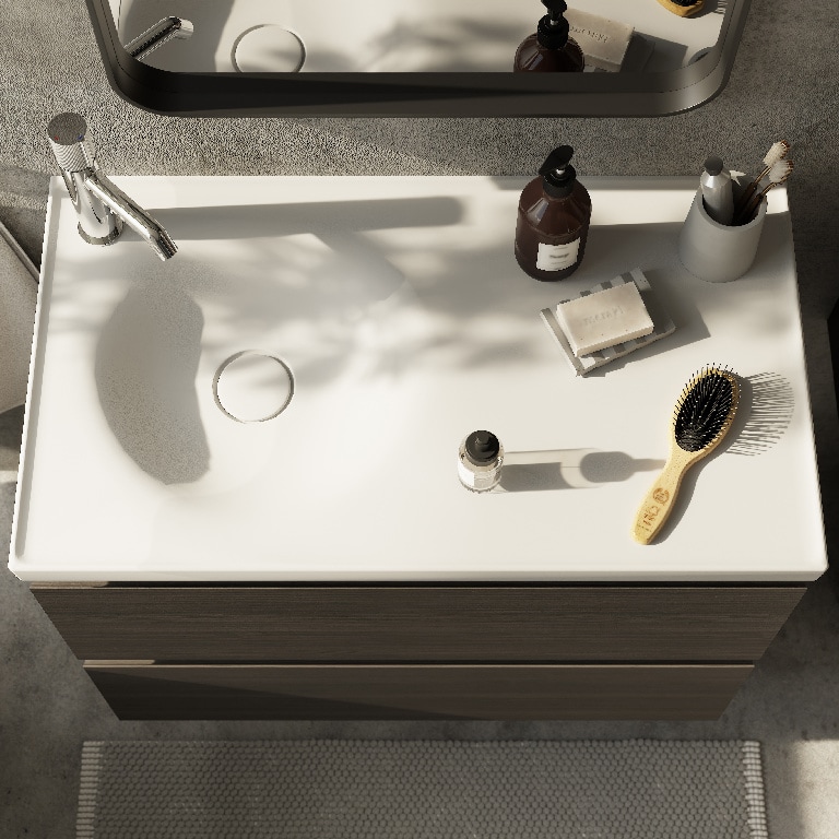 Lavoar baie GOODHOME Kentia, ceramica, 80.6 x 45.2 cm, alb mat