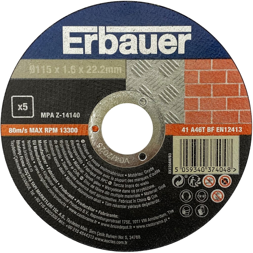 Disc taiere ERBAUER, 115x22.2mm, 5 bucati