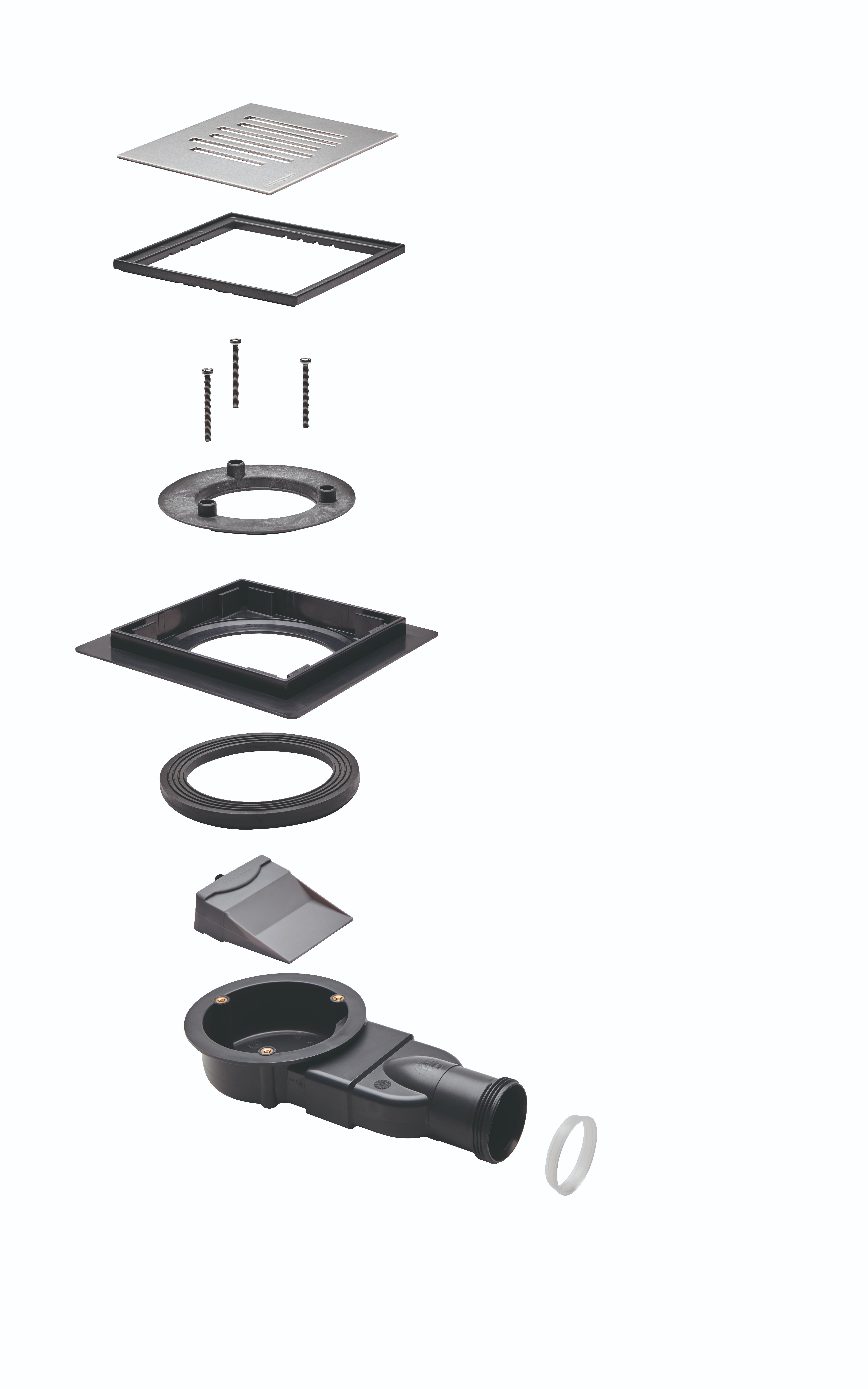 Rigola dus WIRQUIN Venisio Compact, inox, 115 x 115 mm, D 40mm