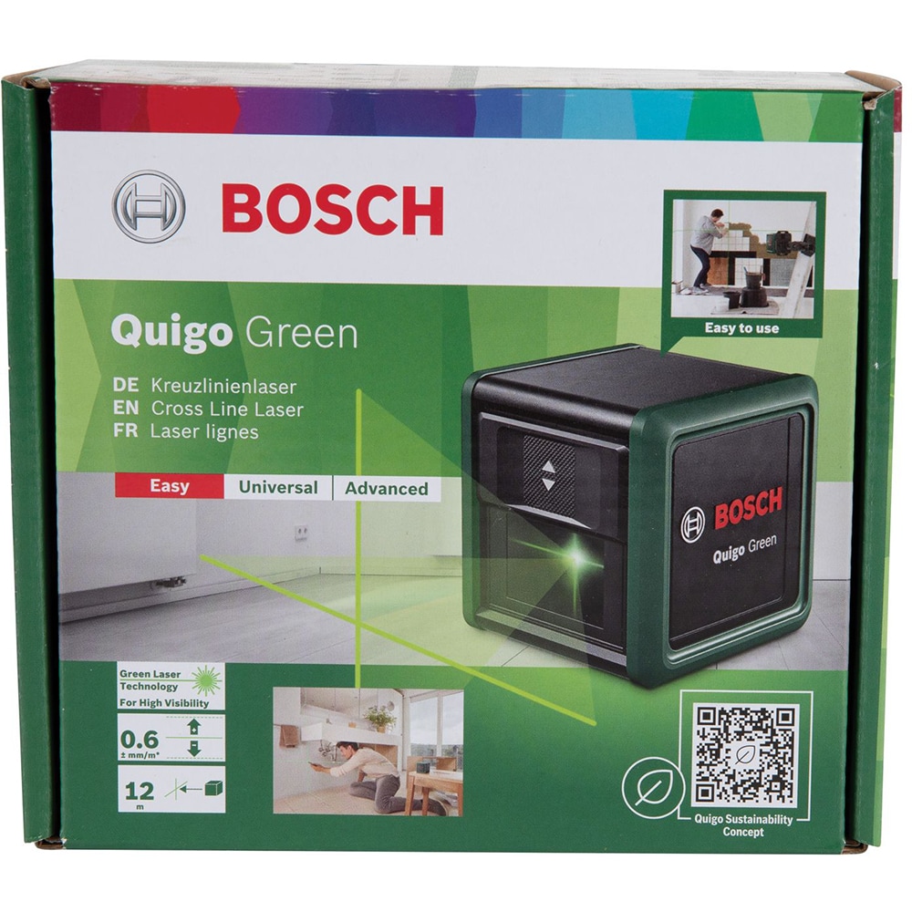 Nivela laser BOSCH Quigo Gen 2, raza 12m, verde