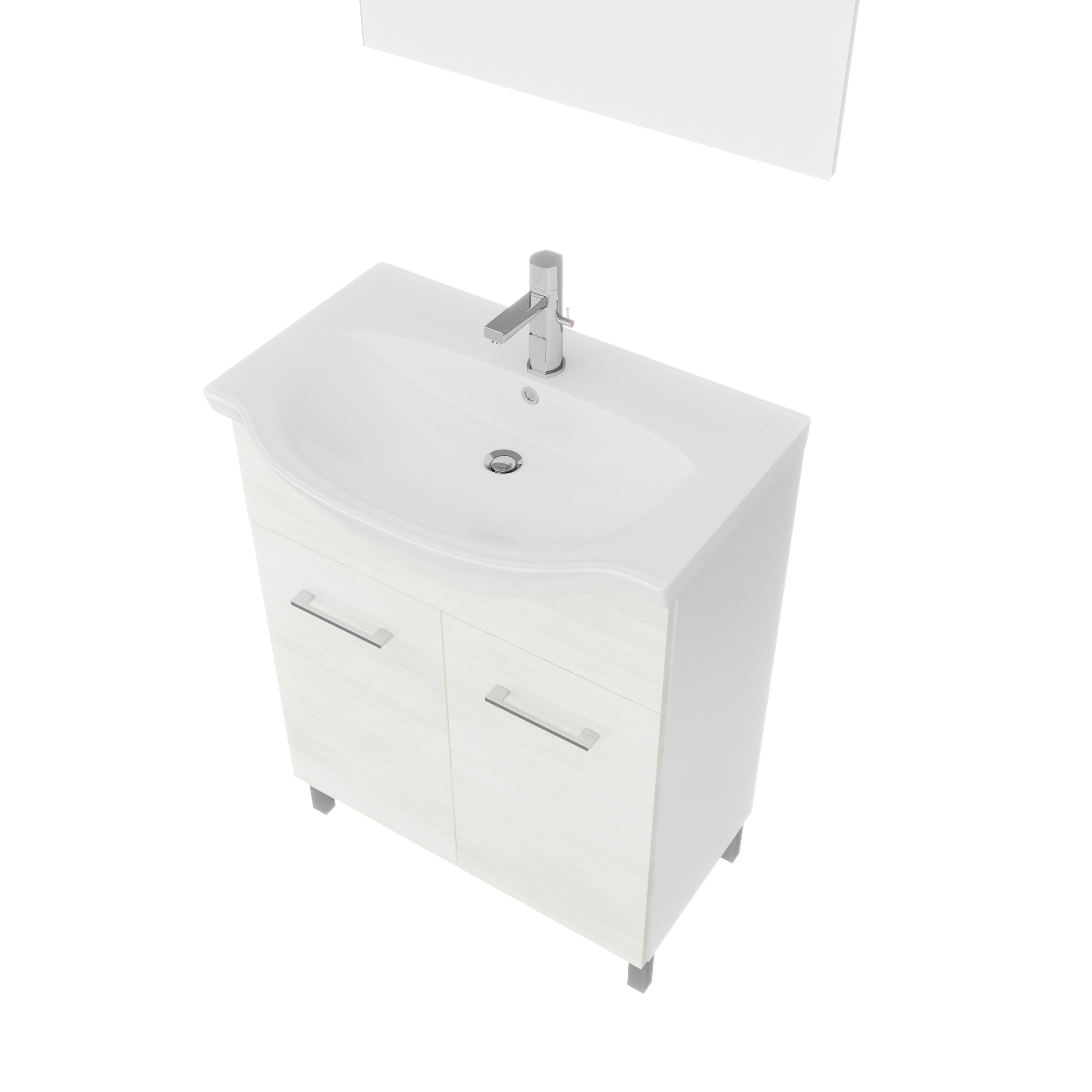 Baza cu lavoar si oglinda LED, 65 cm  Savini Due, Terra