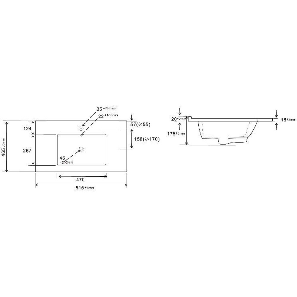 Lavoar baie GOODHOME Aruna, ceramica, 81.5 x 46.5 cm, alb lucios