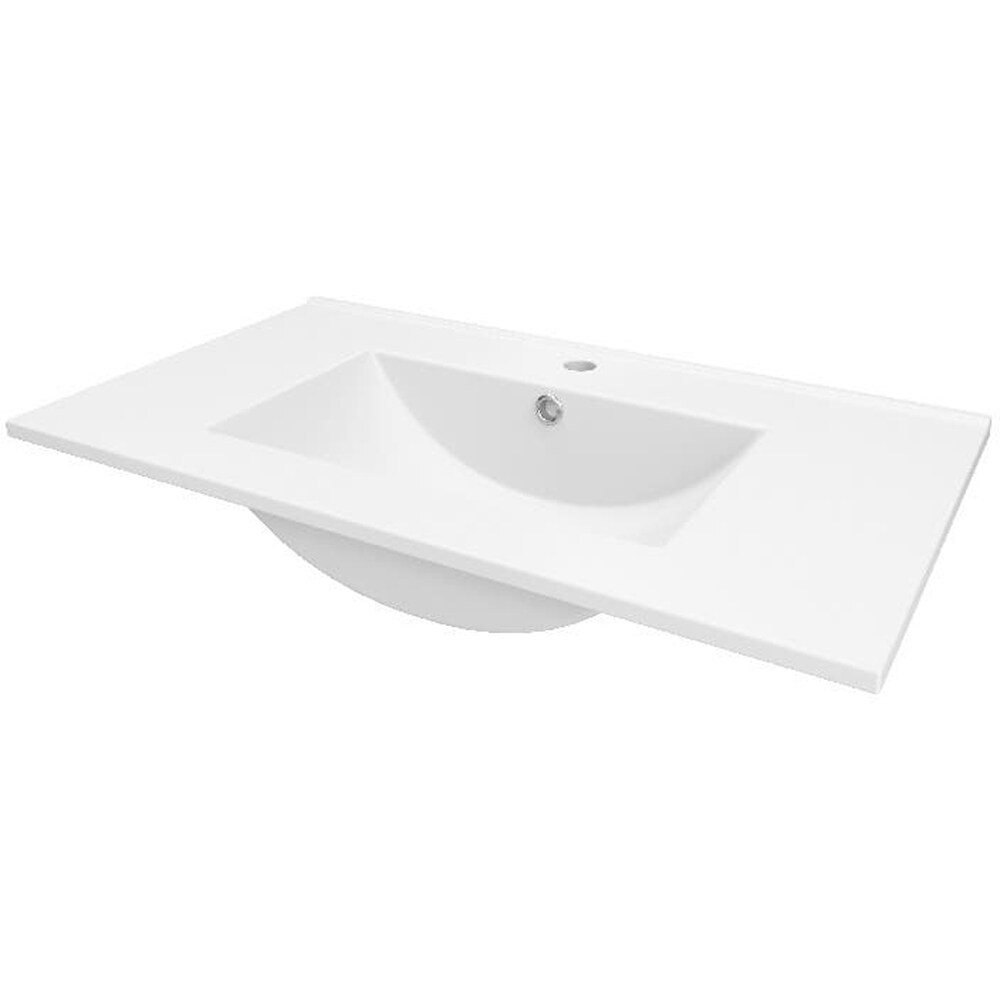 Lavoar baie GOODHOME Aruna, ceramica, 81.5 x 46.5 cm, alb lucios