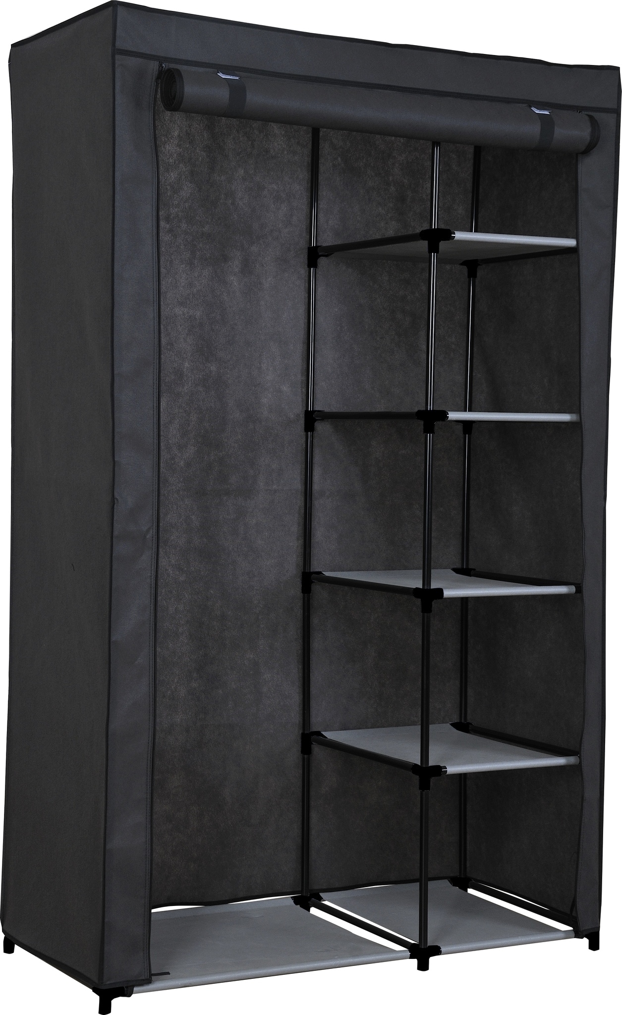 Dulap portabil Unic Spot Ro, 2 fermoare, textil, 98.3 x 46 x 158 cm, negru