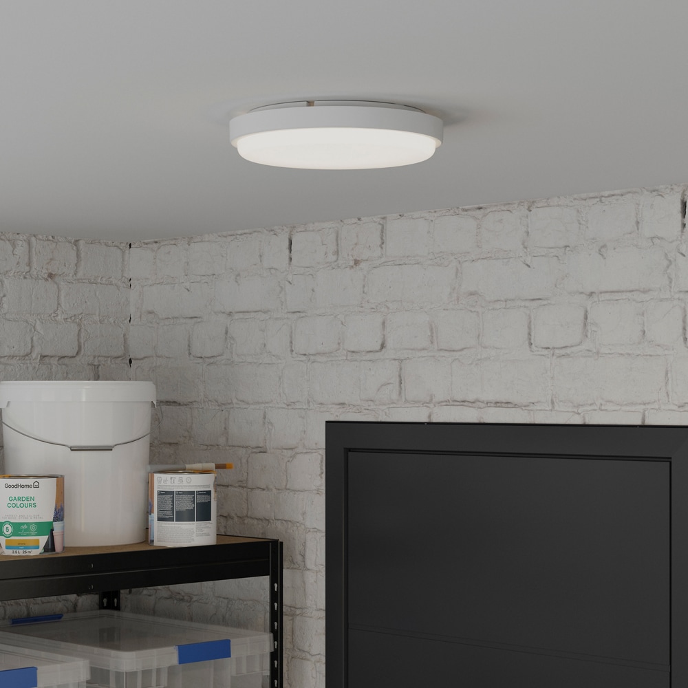 Aplica Bulkhead GoodHome, IP44, 28 cm, alb