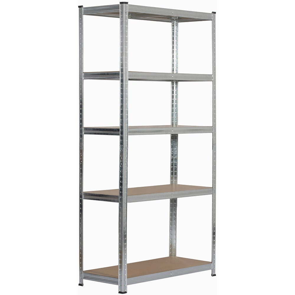 Raft 5 rafturi, 180 x 90 x 40 cm, MDF si otel, argintiu