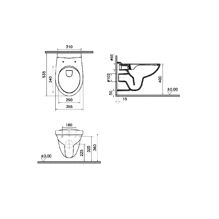 Vas WC suspendat, rotund, alb, cu capac inclus   Lagon