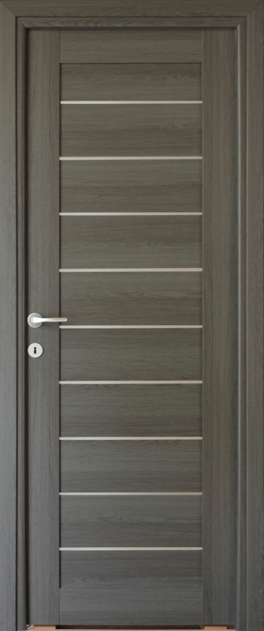 Usa interior Tarra, cu geam, reversibila, MDF, 78 x 203 cm, gri antracit