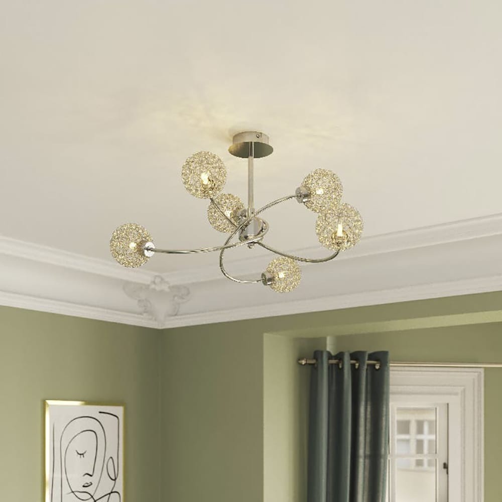 Lampa GOODHOME Caelus, 6 x G9, 40W, metal, argintiu