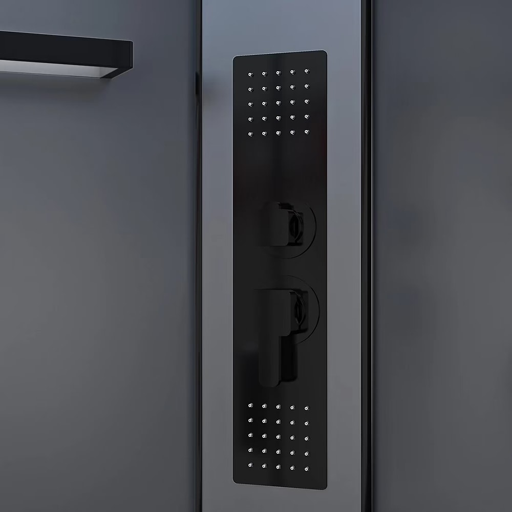 Cabina de dus cu hidromasaj GOODHOME Beloya, 90 x 90 x 220 cm, sticla securizata 6mm, profil negru