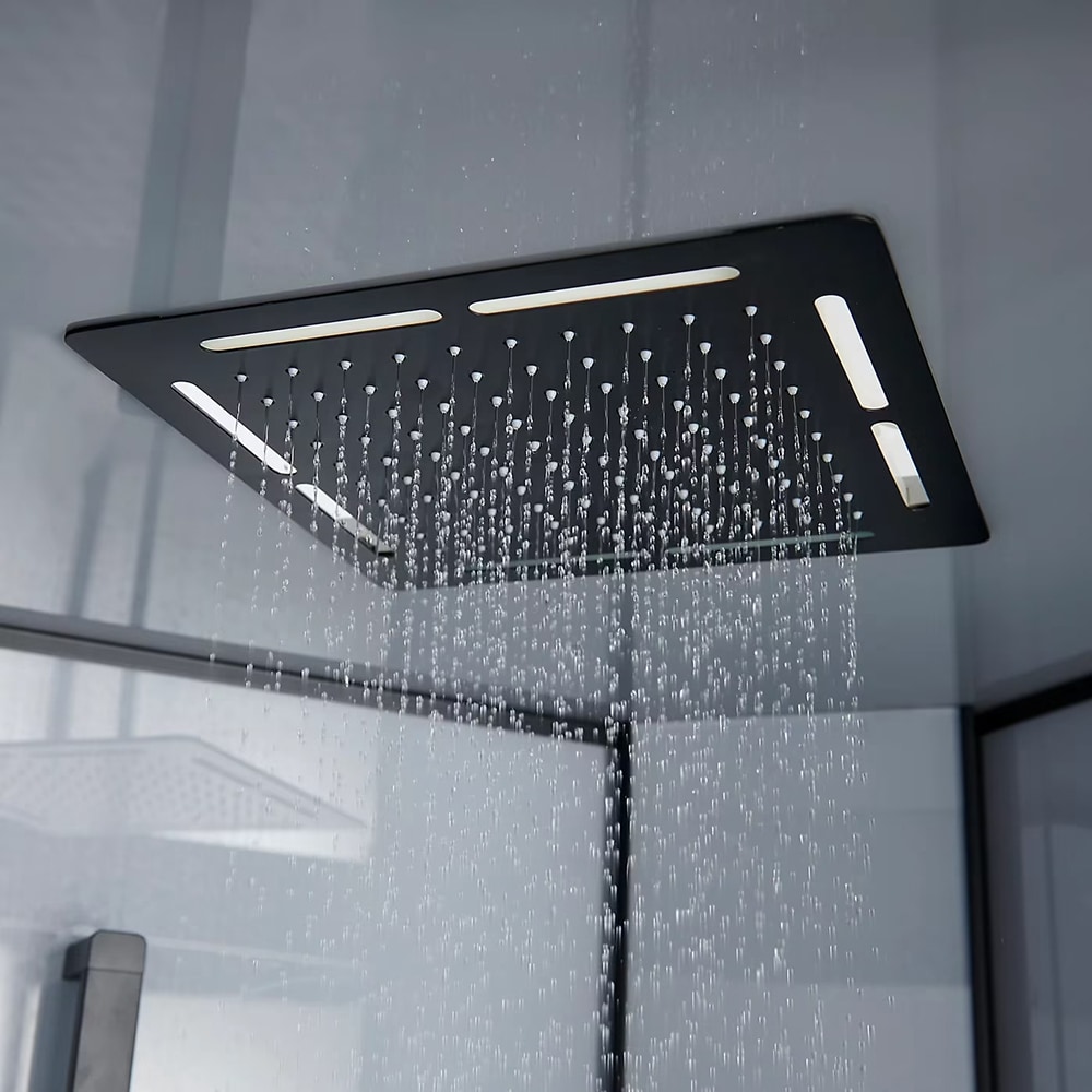 Cabina de dus cu hidromasaj GOODHOME Beloya, 90 x 90 x 220 cm, sticla securizata 6mm, profil negru