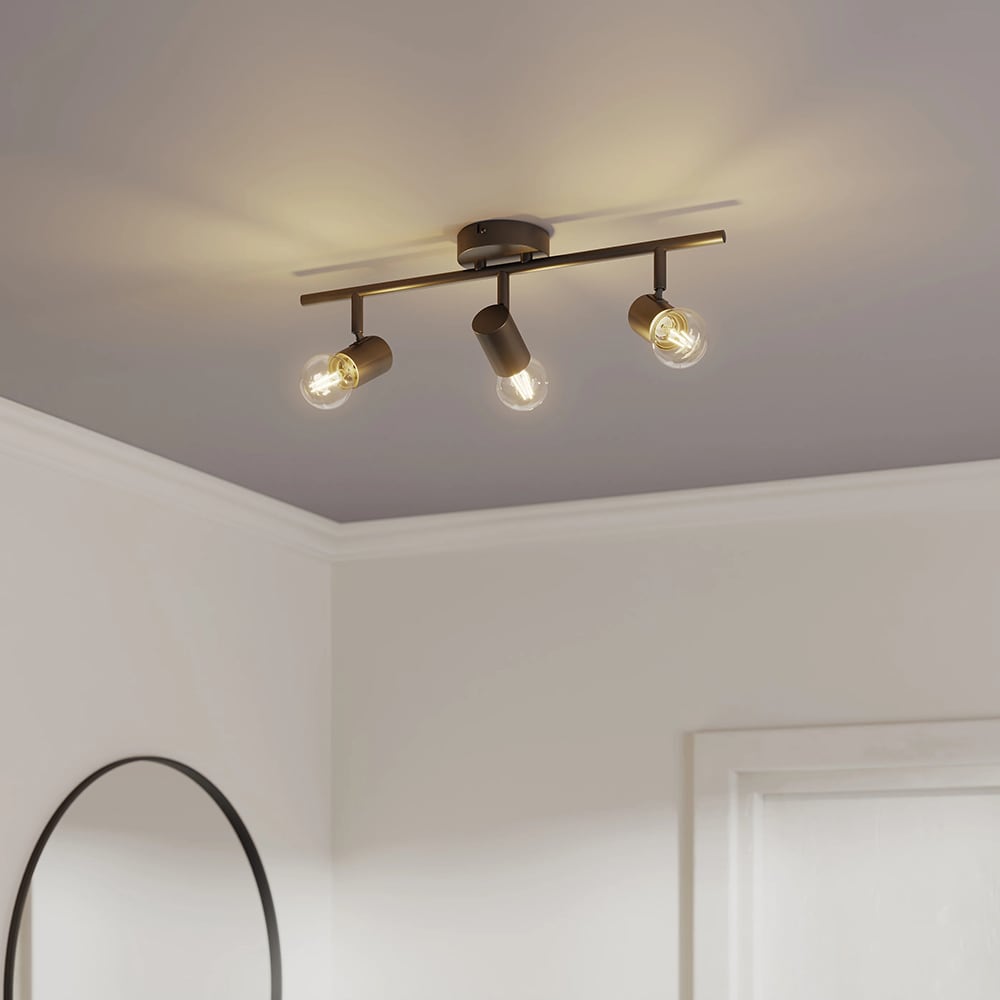 Spot LED Ghlin GOODHOME, 3 becuri E27, 8.6W, negru