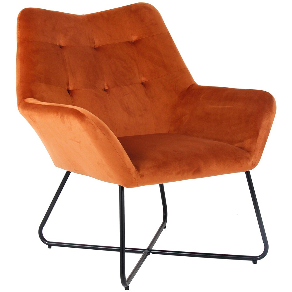 Fotoliu Turio, 86.5 x 80 x 75 cm, catifea, portocaliu