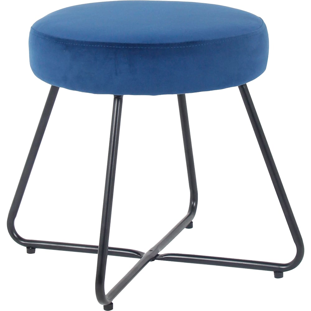 Taburet Turio, 40 x 48 cm, catifea, albastru