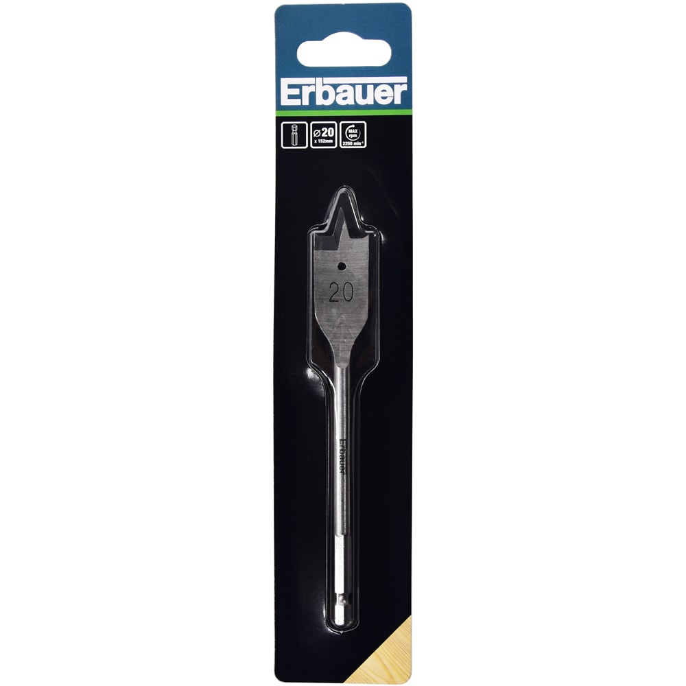 Burghiu plat lemn Erbauer, 20 x 152 mm