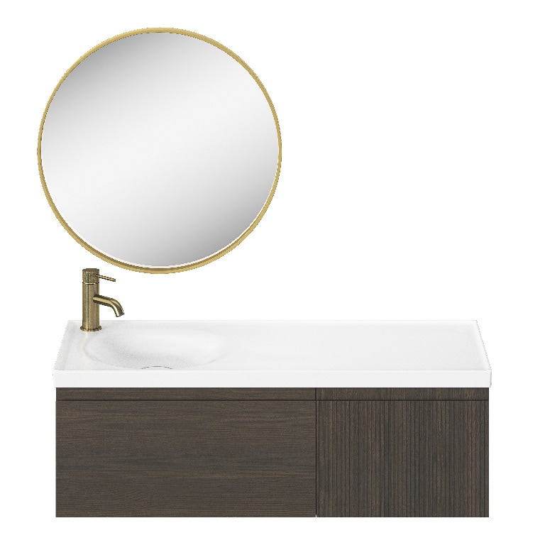 Oglinda rotunda pentru baie GOODHOME, 60 x 60 cm, sticla si aluminiu, auriu