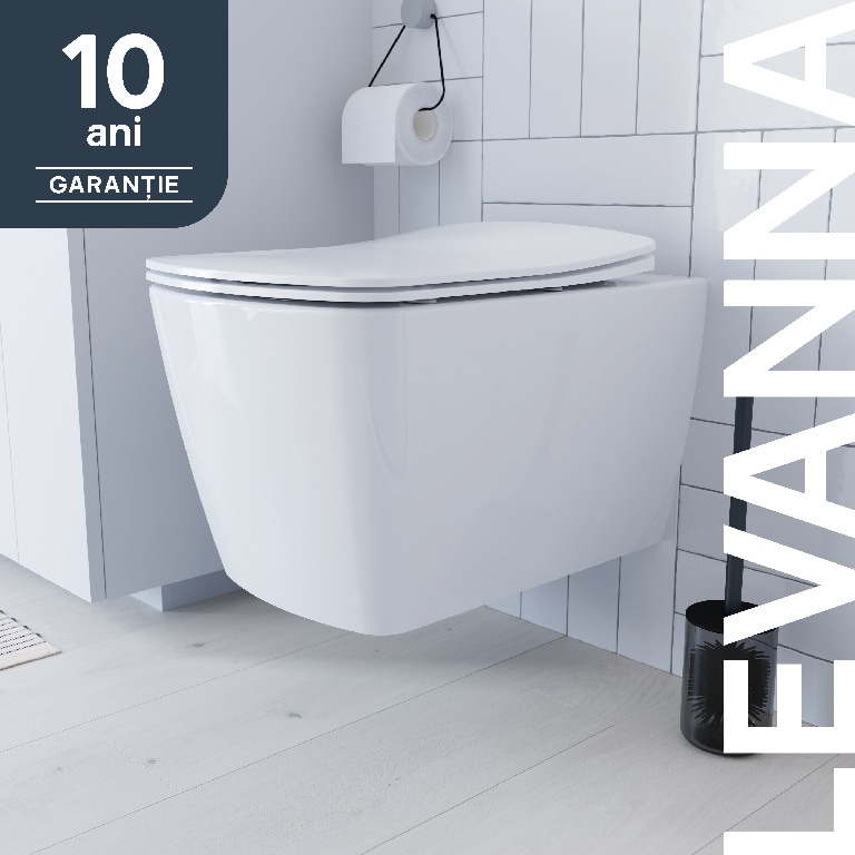 Vas WC suspendat, alb, inchidere lenta Levanna