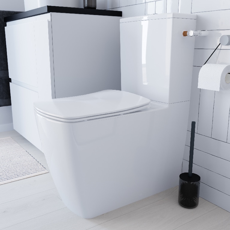 Set vas WC GOODHOME Levanna, ceramica, rimless, rezervor 3/6L, capac SoftClose, alb