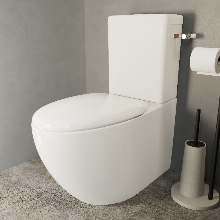 Set vas WC GOODHOME Kentia, ceramica, rezervor 8L, capac SoftClose, alb