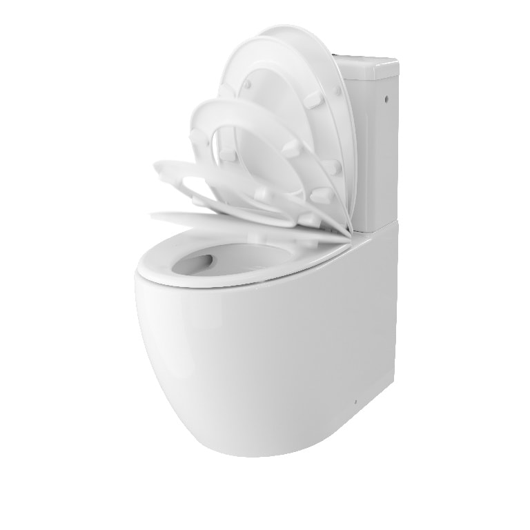 Set vas WC GOODHOME Kentia, ceramica, rezervor 8L, capac SoftClose, alb